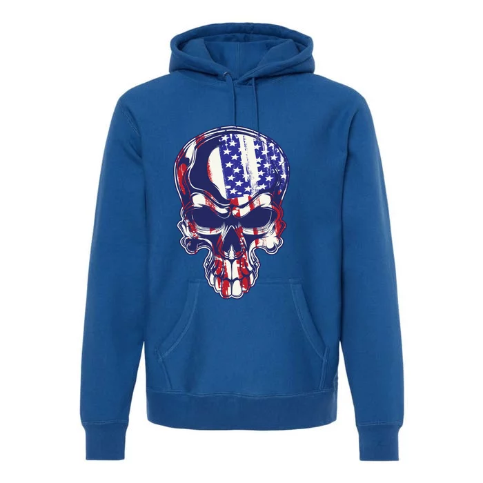 Cute Dainty Usa Flag 4th Of July Skull Gift Meaningful Gift Premium Hoodie