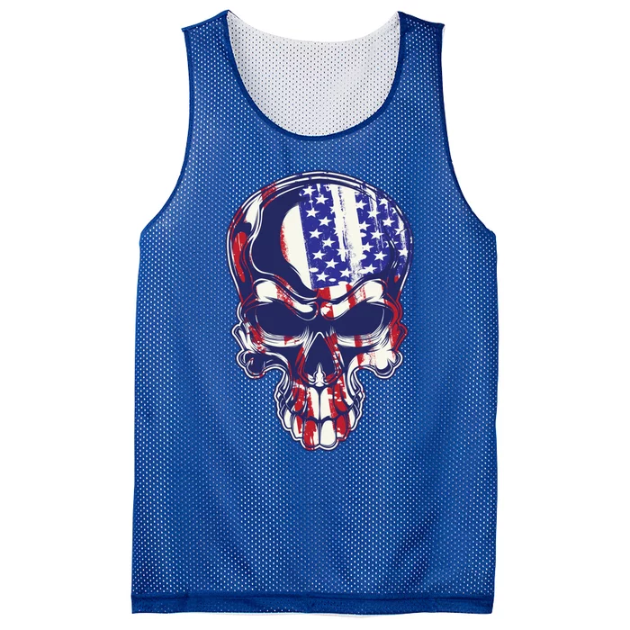 Cute Dainty Usa Flag 4th Of July Skull Gift Meaningful Gift Mesh Reversible Basketball Jersey Tank