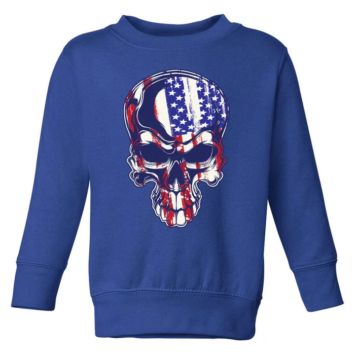 Cute Dainty Usa Flag 4th Of July Skull Gift Meaningful Gift Toddler Sweatshirt