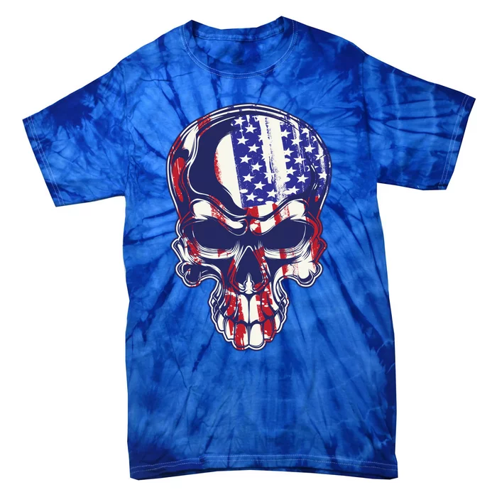 Cute Dainty Usa Flag 4th Of July Skull Gift Meaningful Gift Tie-Dye T-Shirt