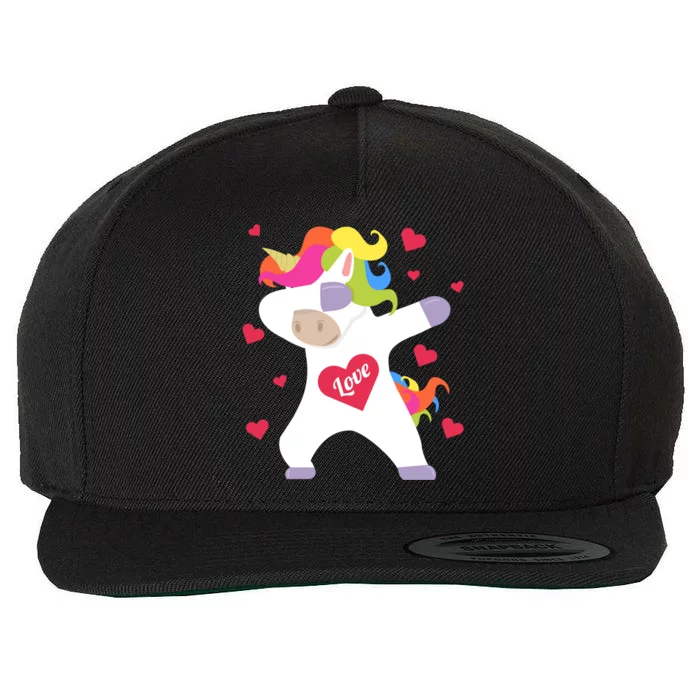 Cute Dabbing Unicorn Heart Valentines Day Gift Wool Snapback Cap