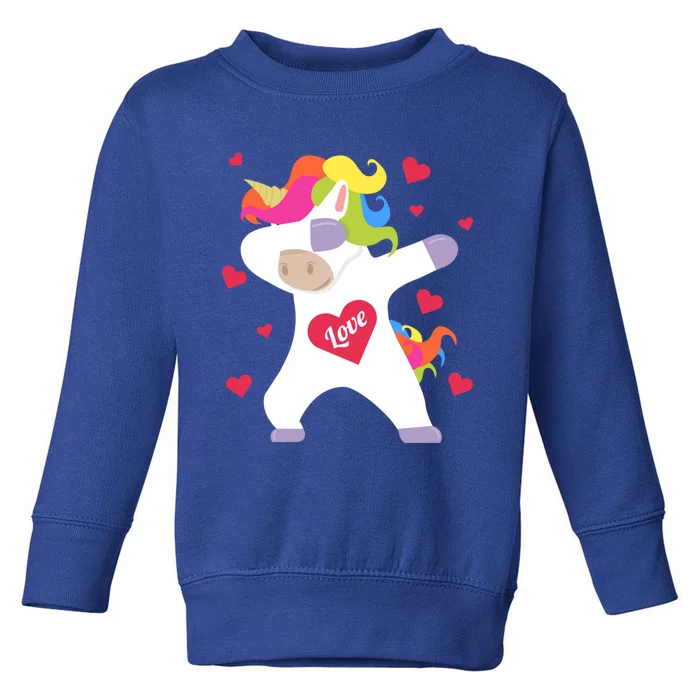 Cute Dabbing Unicorn Heart Valentines Day Gift Toddler Sweatshirt