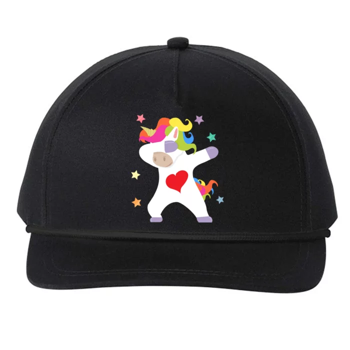 Cute Dabbing Unicorn Heart Valentines Day Cute Gift Snapback Five-Panel Rope Hat