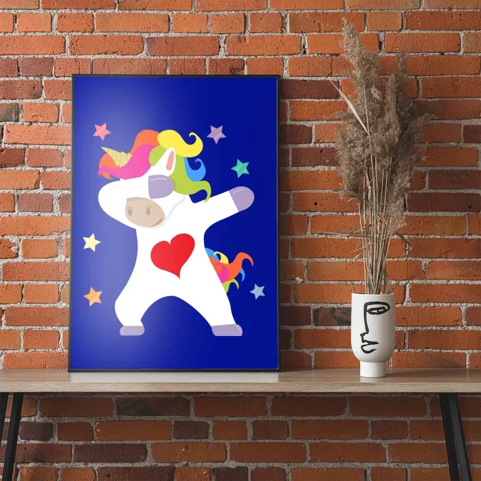 Cute Dabbing Unicorn Heart Valentines Day Cute Gift Poster