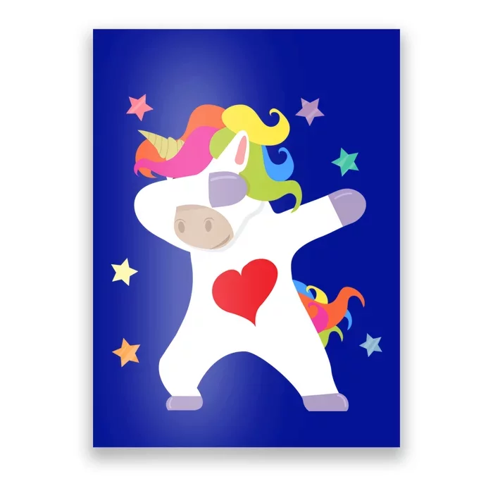 Cute Dabbing Unicorn Heart Valentines Day Cute Gift Poster