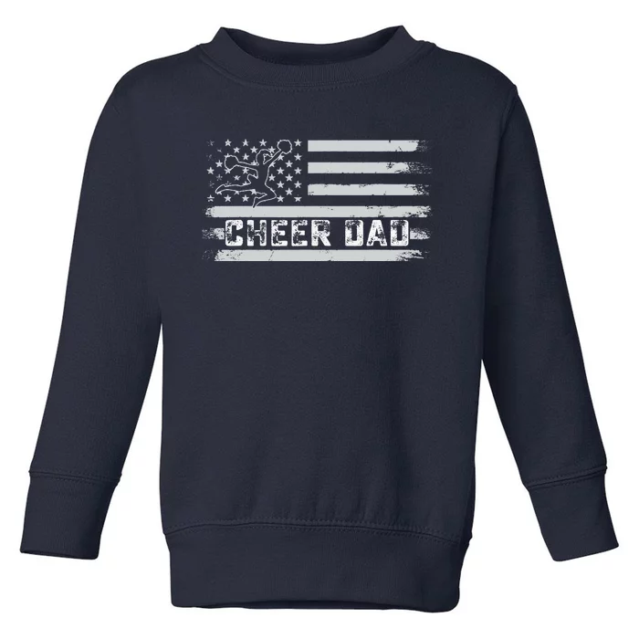 Cheer Dad Usa Flag Vintage Father Cheerleader Squad Tees Toddler Sweatshirt