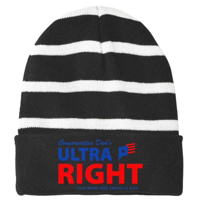 Conservative Dad's Ultra Right 100 Work Free American Beer Striped Beanie with Solid Band