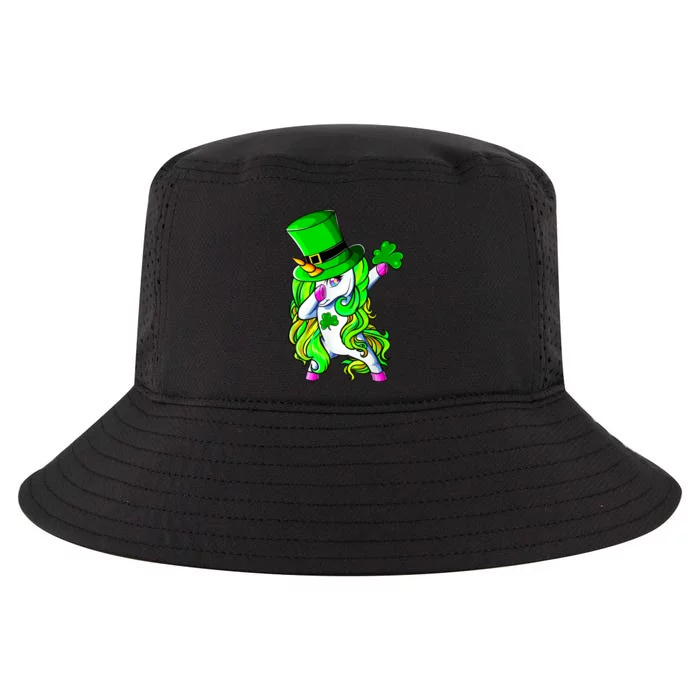 Cute Dabbing Unicorn St Patricks Day Shamrock Girls Women Cool Comfort Performance Bucket Hat