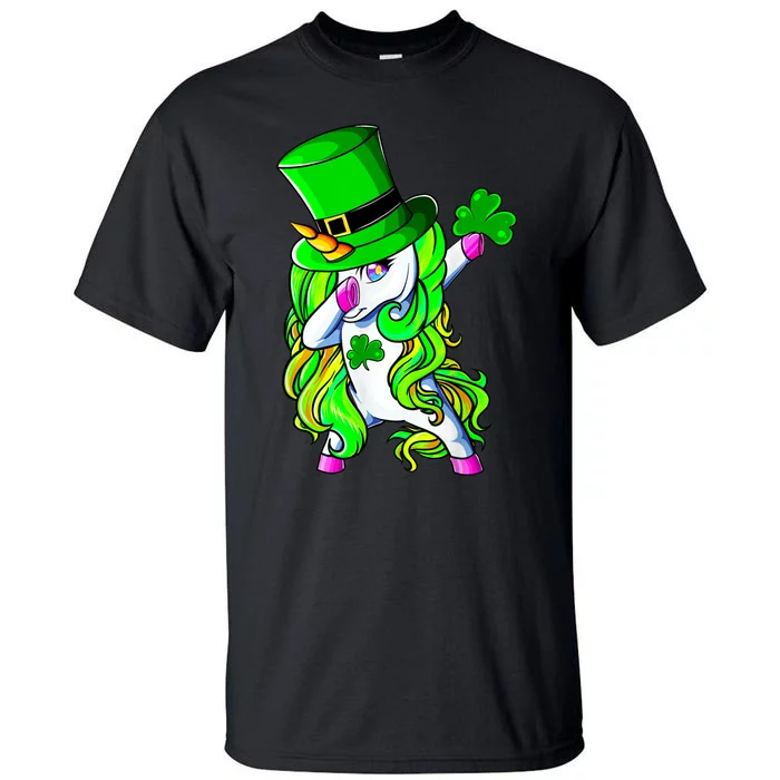 Cute Dabbing Unicorn St Patricks Day Shamrock Girls Women Tall T-Shirt