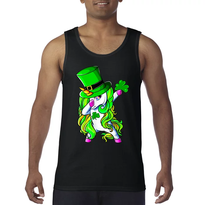 Cute Dabbing Unicorn St Patricks Day Shamrock Girls Women Tank Top