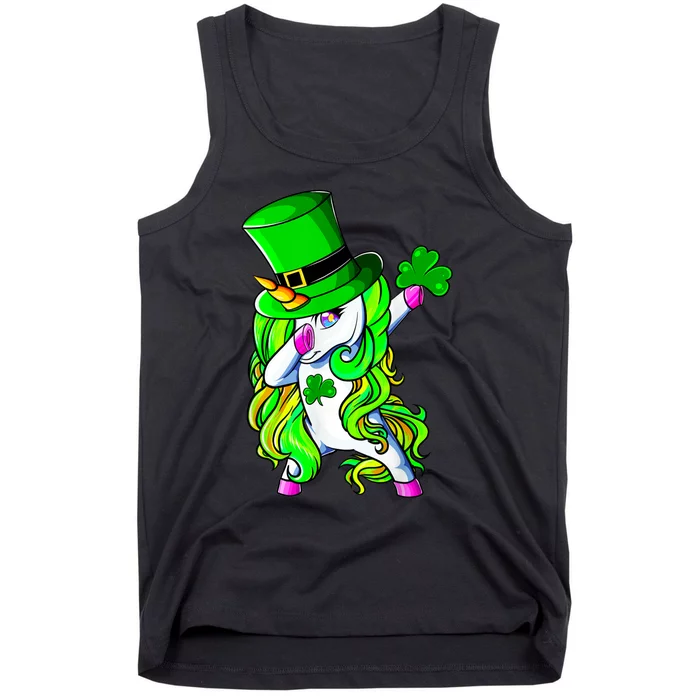 Cute Dabbing Unicorn St Patricks Day Shamrock Girls Women Tank Top