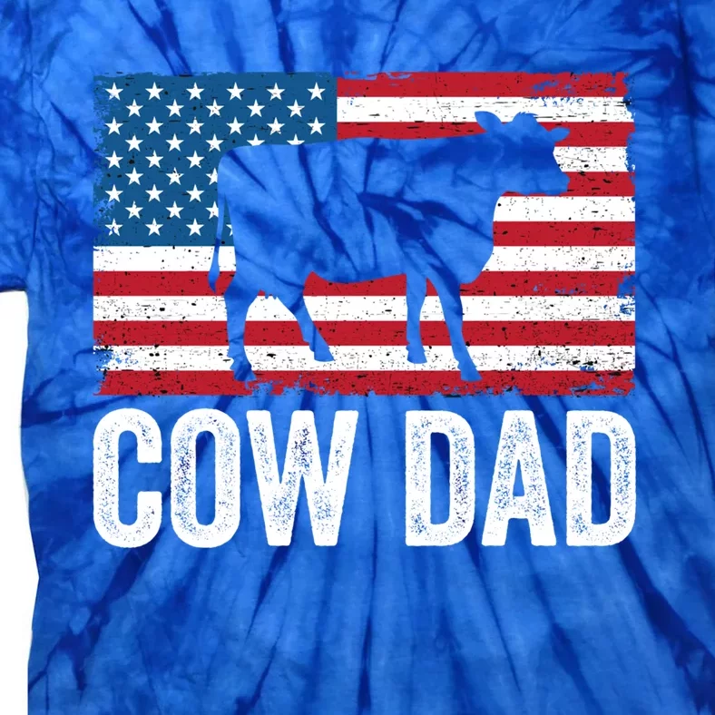 Cow Dad Usa American Flag Funny Cow Lover Owner Daddy Gift Tie-Dye T-Shirt