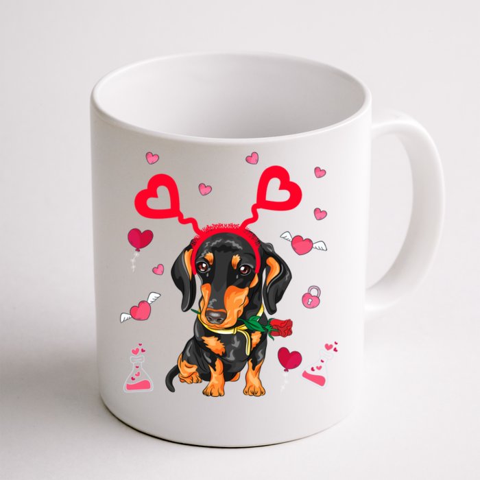 Cute Dachshund Valentine's Day Dachshund Dog Lover Valentine Gift Front & Back Coffee Mug