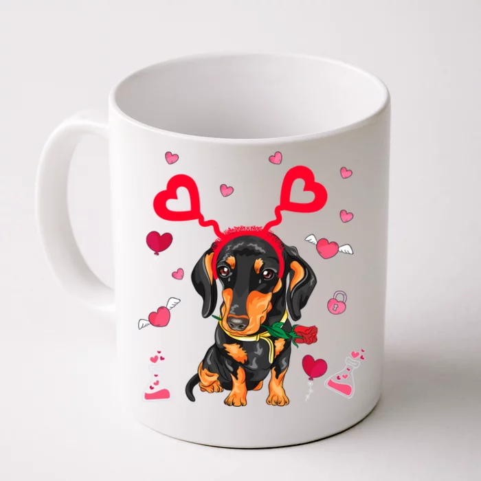 Cute Dachshund Valentine's Day Dachshund Dog Lover Valentine Gift Front & Back Coffee Mug