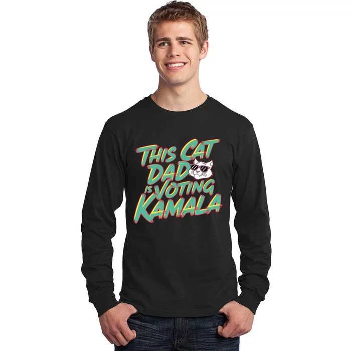 Cat Dad Voting Kamala Harris For President 2024 Vote Blue Tall Long Sleeve T-Shirt