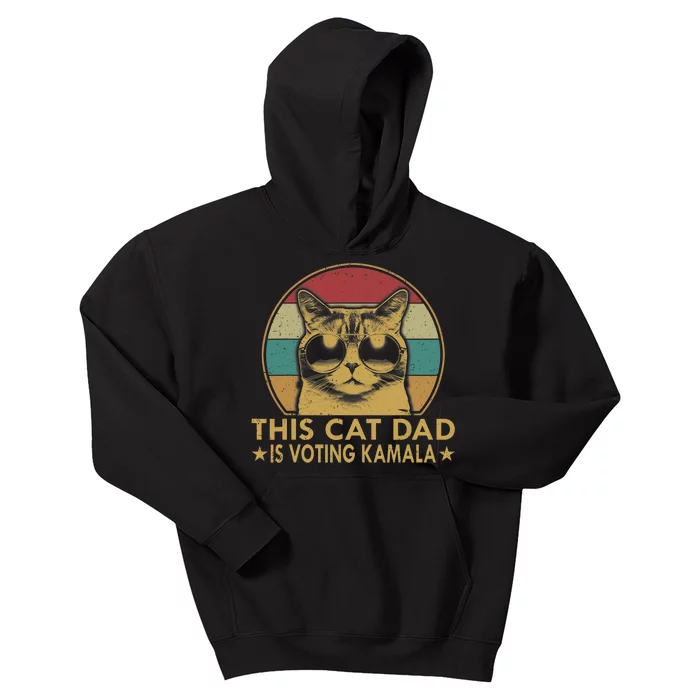 Cat Dad Voting For Kamala Harris President 2024 Vote Blue Kids Hoodie