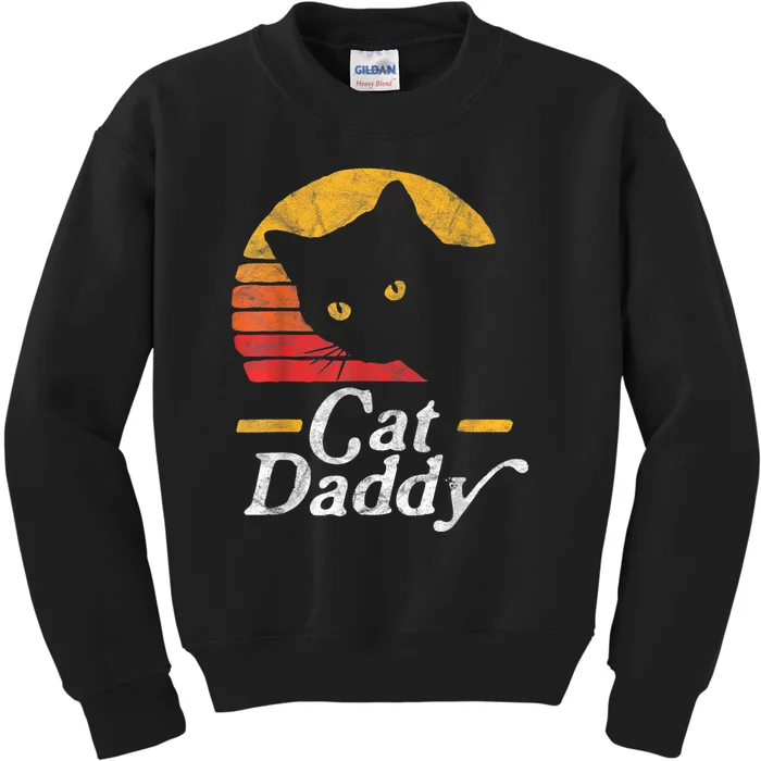 Cat Daddy Vintage Eighties Style Cat Retro Distressed Kids Sweatshirt