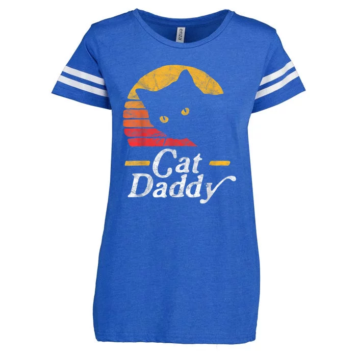 Cat Daddy Vintage Eighties Style Cat Retro Distressed Enza Ladies Jersey Football T-Shirt