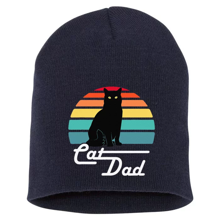 Cat Dad Vintage Style Cat Lover Gift Short Acrylic Beanie