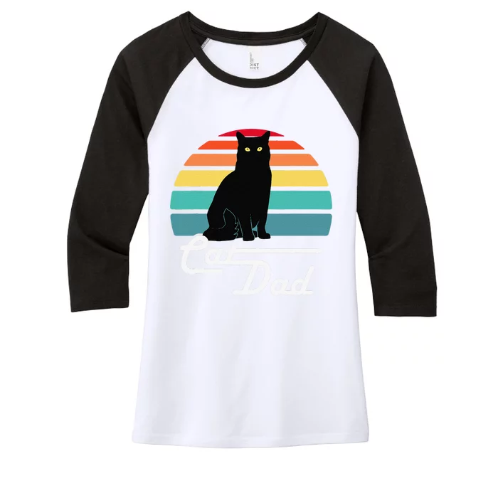 Cat Dad Vintage Style Cat Lover Gift Women's Tri-Blend 3/4-Sleeve Raglan Shirt