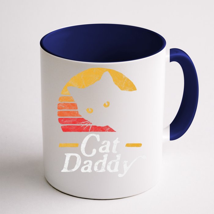 Cat Daddy Vintage Eighties Style Cat Retro Distressed Front & Back Coffee Mug