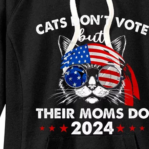 Cats DonT Vote But Their Moms Do Us Flag 2024 Election Women's Fleece Hoodie