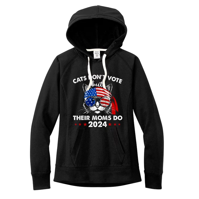 Cats DonT Vote But Their Moms Do Us Flag 2024 Election Women's Fleece Hoodie