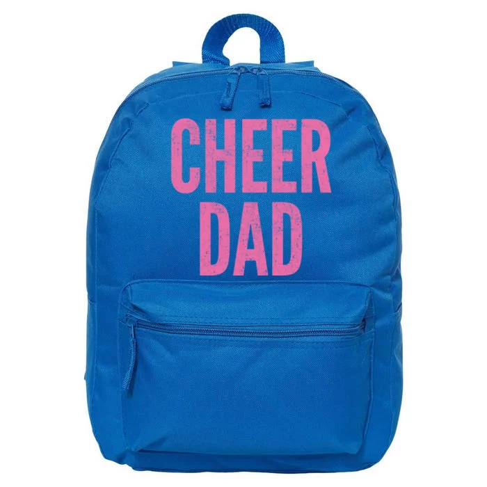 Cheer Dad Vintage Retro Cheerleading Matching Parents Pink Gift 16 in Basic Backpack