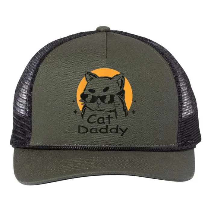 Cat Daddy Vintage Eighties Style Cat Retro Distressed Retro Rope Trucker Hat Cap