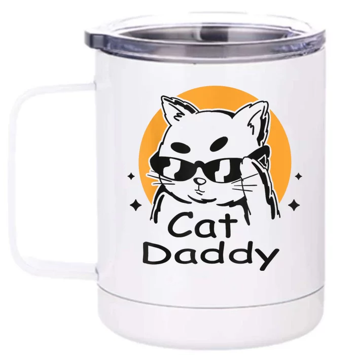 Cat Daddy Vintage Eighties Style Cat Retro Distressed Front & Back 12oz Stainless Steel Tumbler Cup