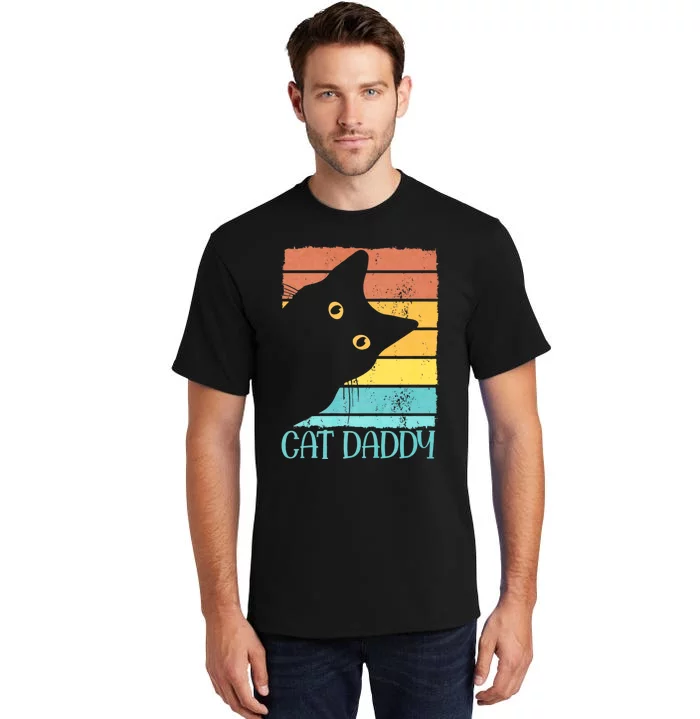 Cat Daddy Vintage Eighties Style Cat Dad Gift Fathers Day Tall T-Shirt