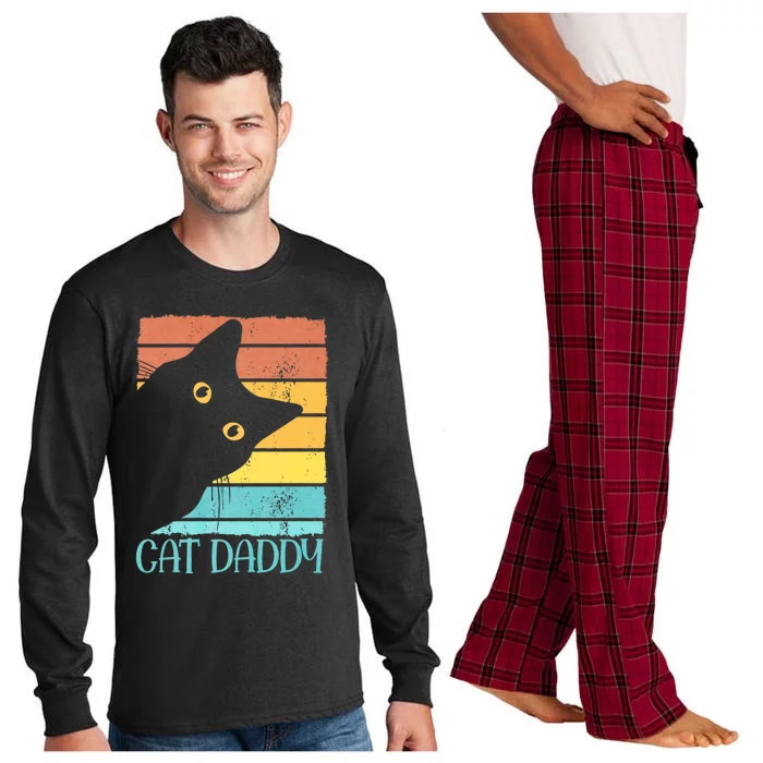 Cat Daddy Vintage Eighties Style Cat Dad Gift Fathers Day Long Sleeve Pajama Set