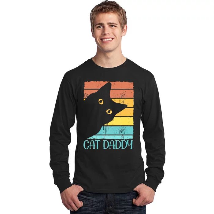 Cat Daddy Vintage Eighties Style Cat Dad Gift Fathers Day Tall Long Sleeve T-Shirt