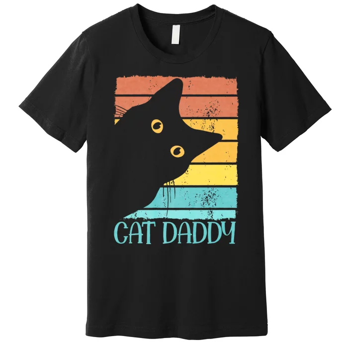 Cat Daddy Vintage Eighties Style Cat Dad Gift Fathers Day Premium T-Shirt