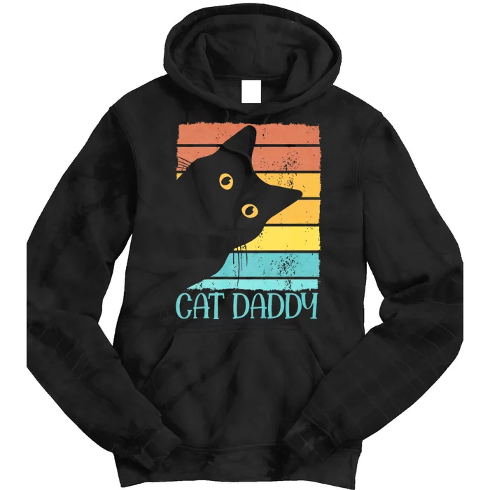 Cat Daddy Vintage Eighties Style Cat Dad Gift Fathers Day Tie Dye Hoodie