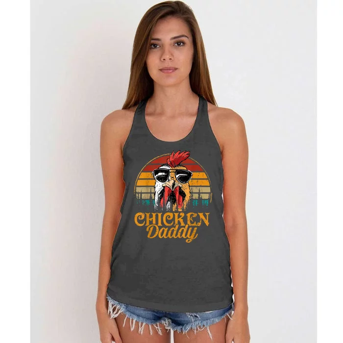 Chicken Daddy Vintage Poultry Farmer Funny Fathers Day Women's Knotted Racerback Tank