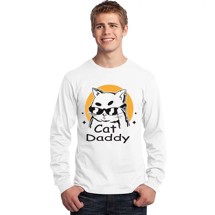 Cat Daddy Vintage Eighties Style Cat Retro Distressed Tall Long Sleeve T-Shirt