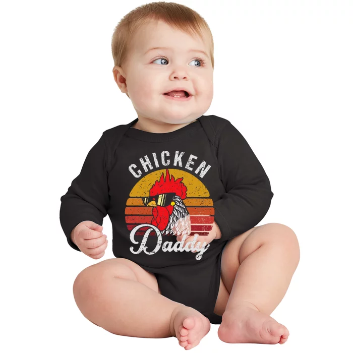 Chicken Daddy Vintage Style Chicken Dad Poultry Funny Farmer Baby Long Sleeve Bodysuit