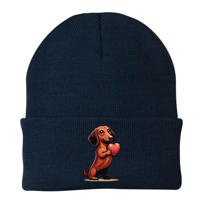 Cute Dachshund Valentines Day Heart Lover Dog Mom Dad Women Knit Cap Winter Beanie