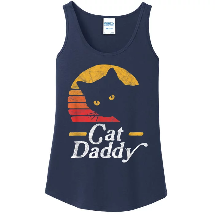 Cat Daddy Vintage Eighties Style Cat Retro Distressed Ladies Essential Tank