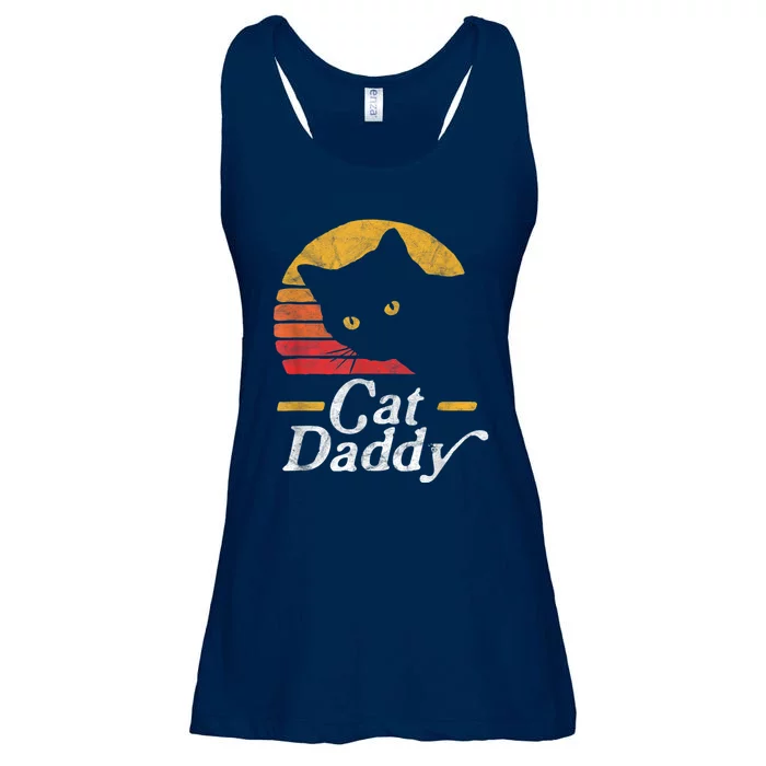 Cat Daddy Vintage Eighties Style Cat Retro Distressed Ladies Essential Flowy Tank