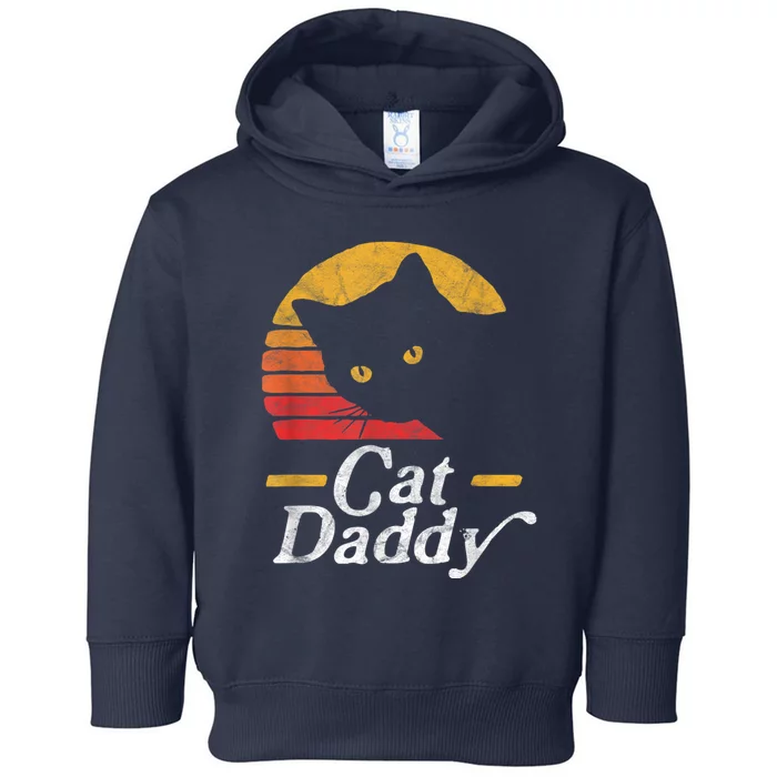 Cat Daddy Vintage Eighties Style Cat Retro Distressed Toddler Hoodie