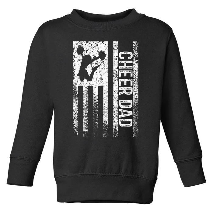 Cheer Dad Vintage American Flag Father Cheerleader Squad Toddler Sweatshirt