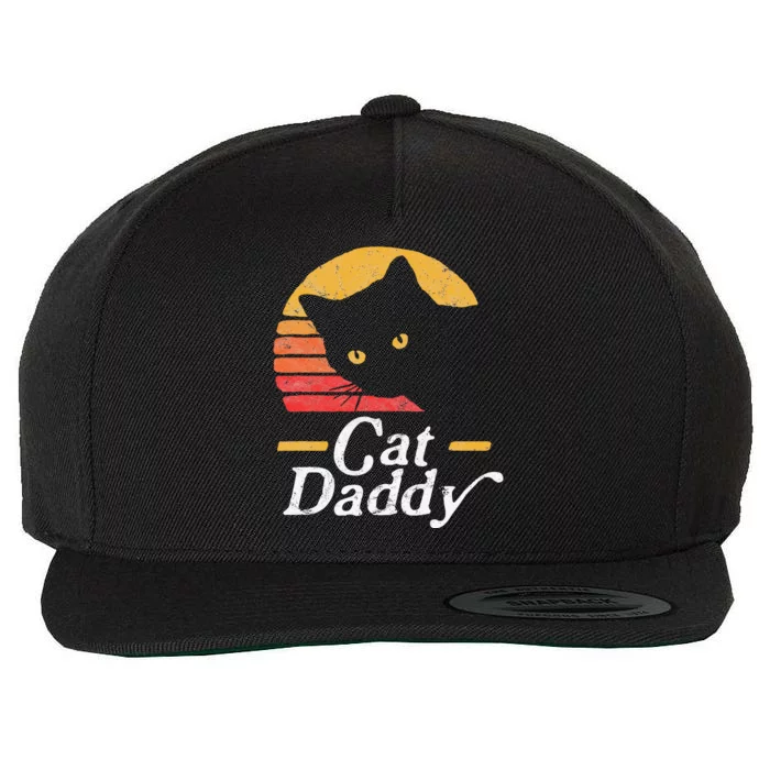 Cat Daddy Vintage Eighties Style Cat Retro Distressed Wool Snapback Cap