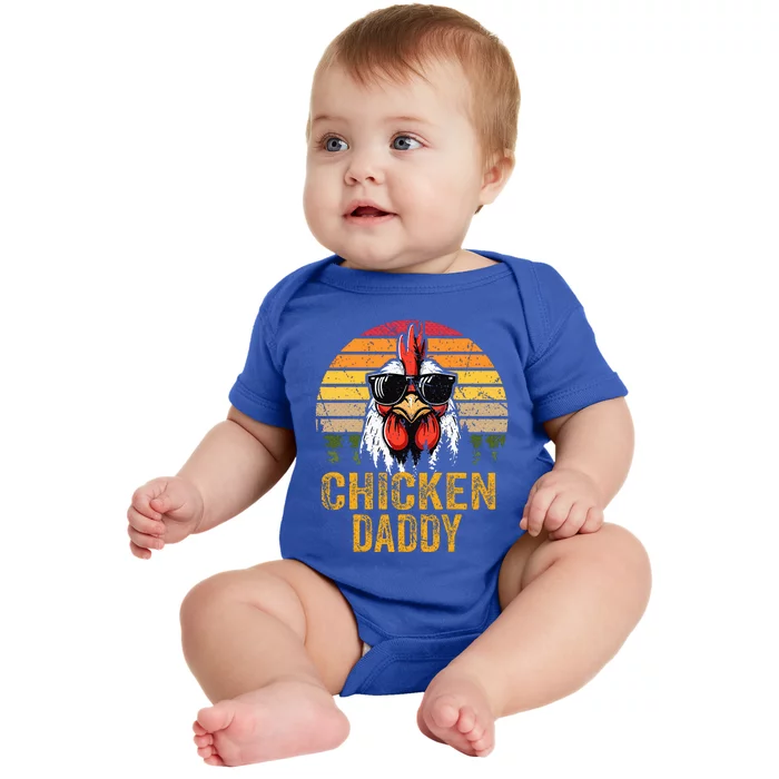 Chicken Daddy Vintage Rooster For Dad Farmer Baby Bodysuit