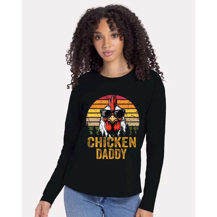 Chicken Daddy Vintage Rooster For Dad Farmer Fathers Day Womens Cotton Relaxed Long Sleeve T-Shirt