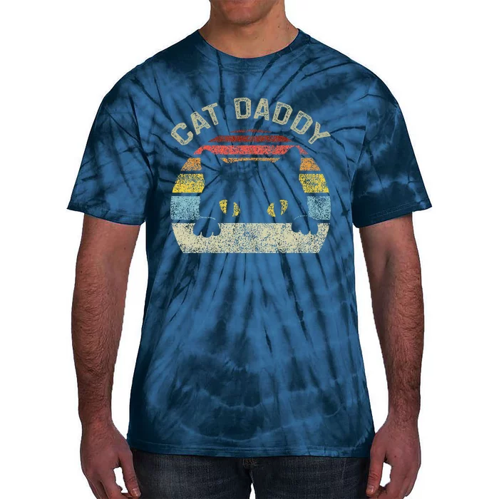 Cat Daddy Vintage Retro Black Cats Dad Fathers Day Gift Tie-Dye T-Shirt