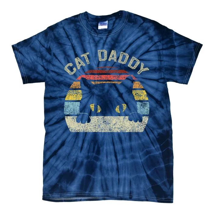 Cat Daddy Vintage Retro Black Cats Dad Fathers Day Gift Tie-Dye T-Shirt