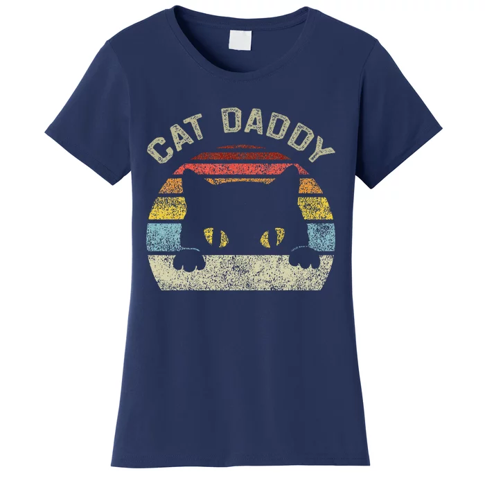 Cat Daddy Vintage Retro Black Cats Dad Fathers Day Gift Women's T-Shirt