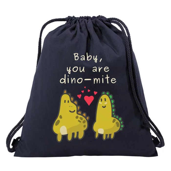 Cute Dinosaur Valentine's Day Gift You Are Dino Mite Gift Drawstring Bag